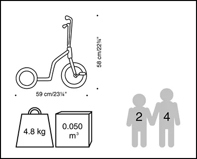 Dreirad-Roller mit 2 Hinterrädern